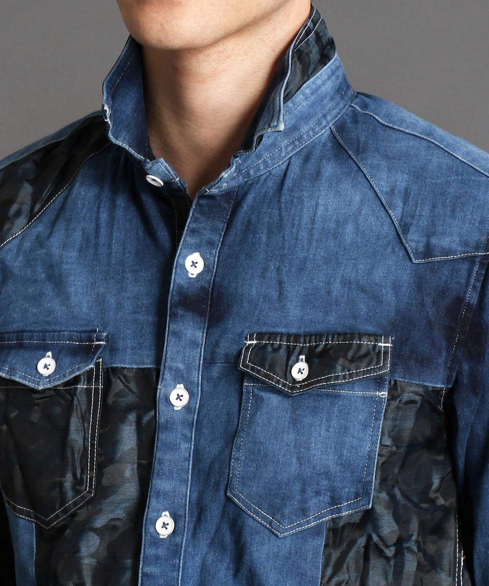 パッチワークデニムシャツ 長袖 ニコル公式通販サイト Nicole Online Shop パッチワークデニムシャツ 長袖 ニコル公式通販サイト Nicole Online Shop