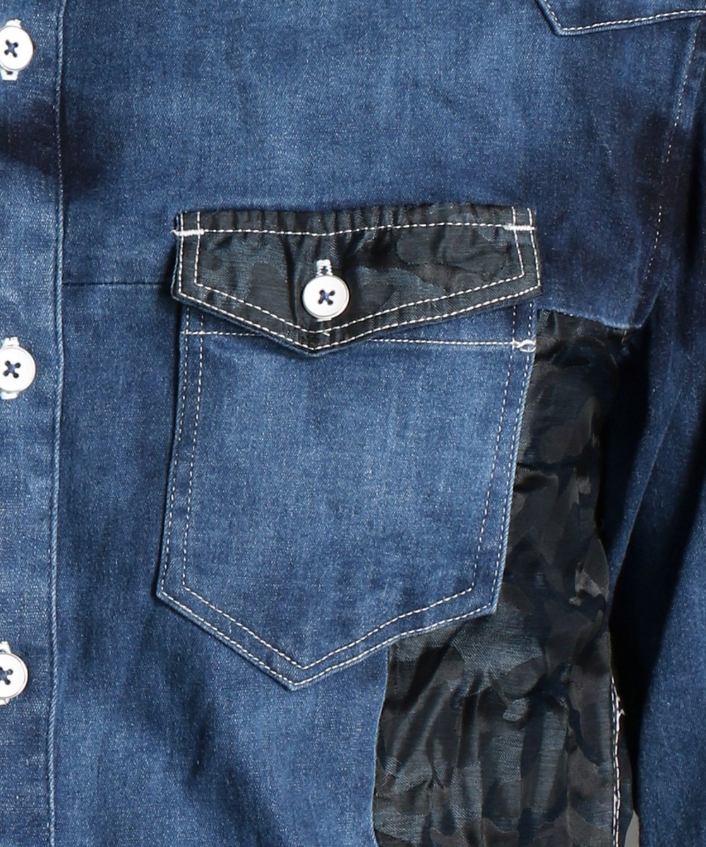 パッチワークデニムシャツ 長袖 ニコル公式通販サイト Nicole Online Shop パッチワークデニムシャツ 長袖 ニコル公式通販サイト Nicole Online Shop