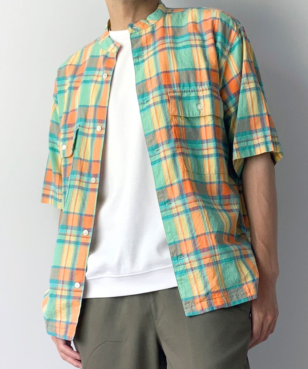 インド綿使用マドラスチェックバンドカラー半袖シャツ シャツ ブラウス ニコル公式通販サイト Nicole Online Shop インド綿使用マドラスチェックバンドカラー半袖シャツ シャツ ブラウス ニコル公式通販サイト Nicole Online Shop