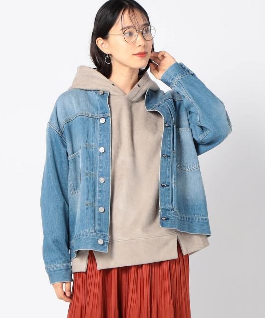 ノーカラー抜け感デニムジャケット