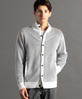 ジオメトリックジャカード ニットブルゾン