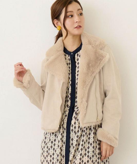 スエードボンディング ファー付きライダース