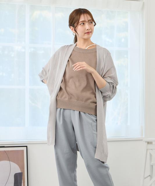 【TIME SALE】接触冷感 シアーニット ロングカーディガン
