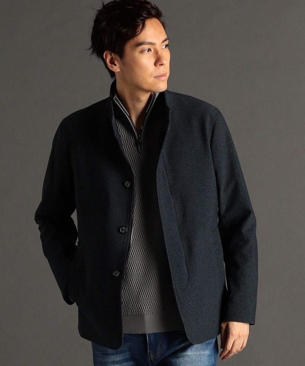 グレンチェック スタンドカラージャケット