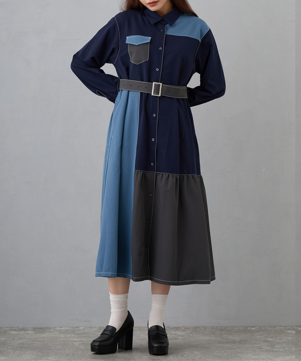 TIME SALE】アシンメトリーバイカラーワンピース|その他ワンピース TIME SALE】アシンメトリーバイカラーワンピース|その他ワンピース