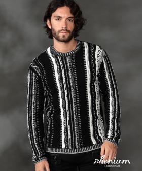 【TIME SALE】【ＷＥＢ限定】ランダムストライプ３Dニットプルオーバー