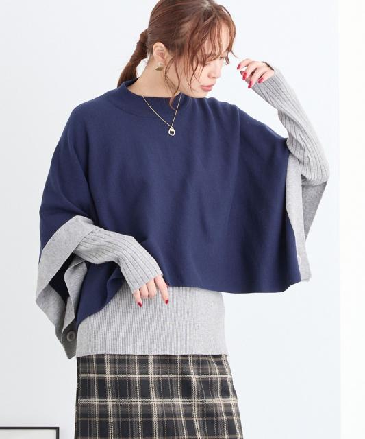 【TIME SALE】アンサンブルニット／スヌードポンチョ×クルーネックプルオーバー