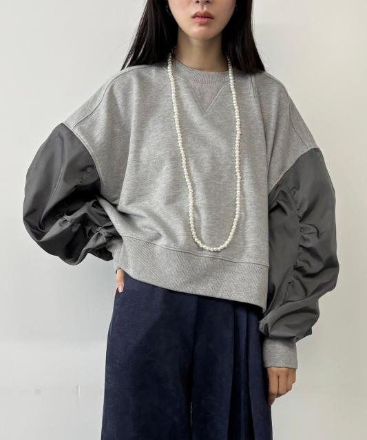 異素材使い裏起毛プルオーバー