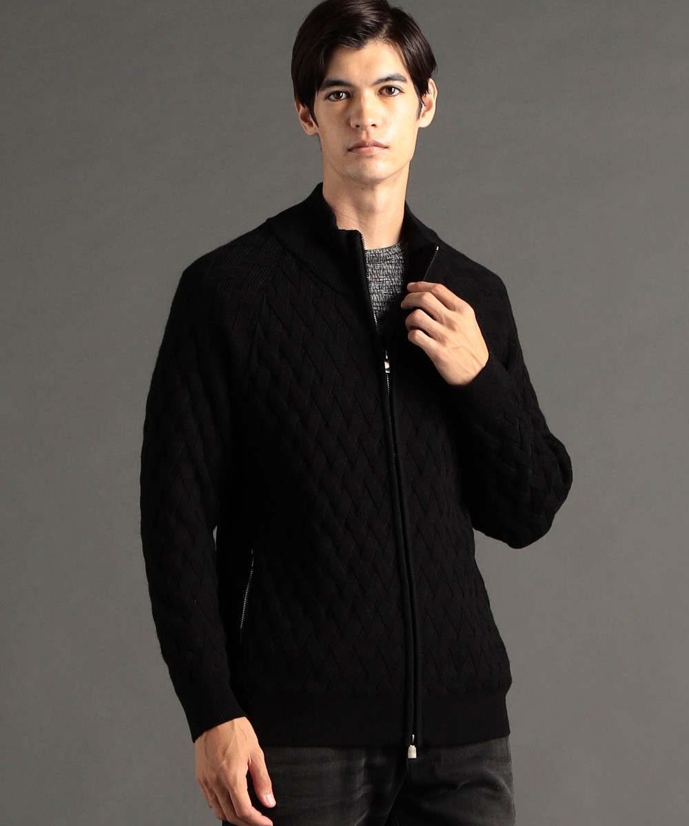 【ex/tra】変形畦編み スタンドジップブルゾン