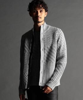 編地切替 スタンドニットブルゾン