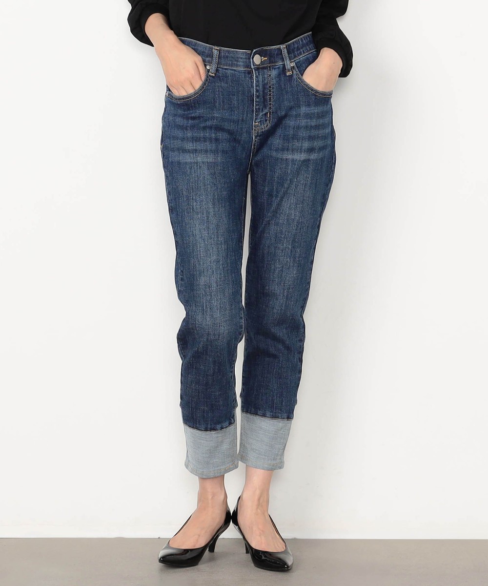 【WALDO】裾切り替えボーイフレンドデニム