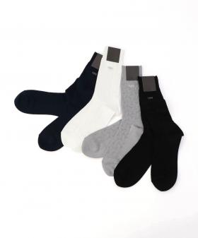 リンクス柄 クル－ロゴ刺繍ソックス