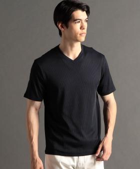 【ex/tra】プレーティングテレコ 半袖VネックTシャツ