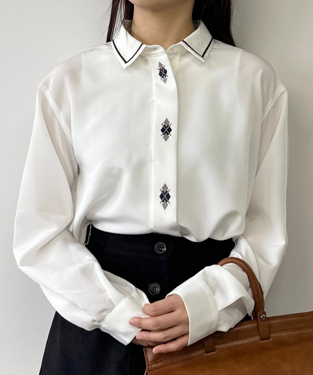 比翼刺繍ブラウス|長袖|NICOLE CLUB オンラインショップ|NICOLE 比翼刺繍ブラウス|長袖|NICOLE CLUB オンラインショップ|NICOLE