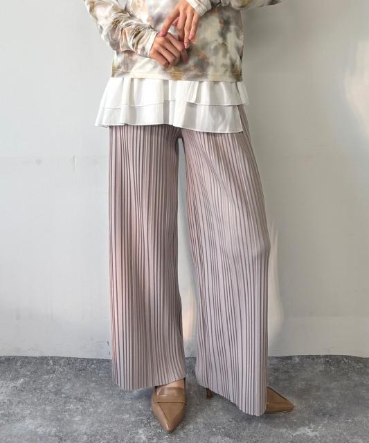 ベルト付きプリーツパンツ