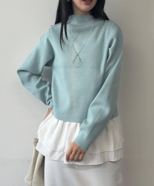 ニット×ギャザータンクトップセット