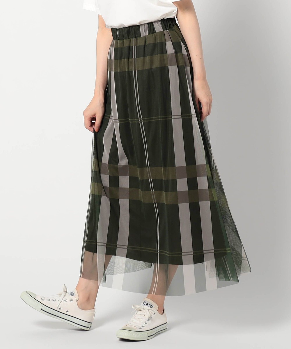 チュールチェックスカート