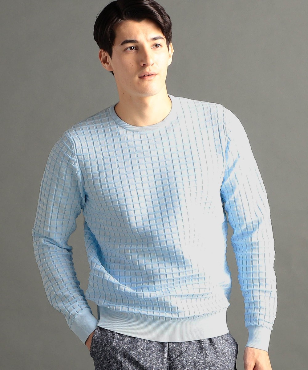 ブロックジャカード クルーネックニット