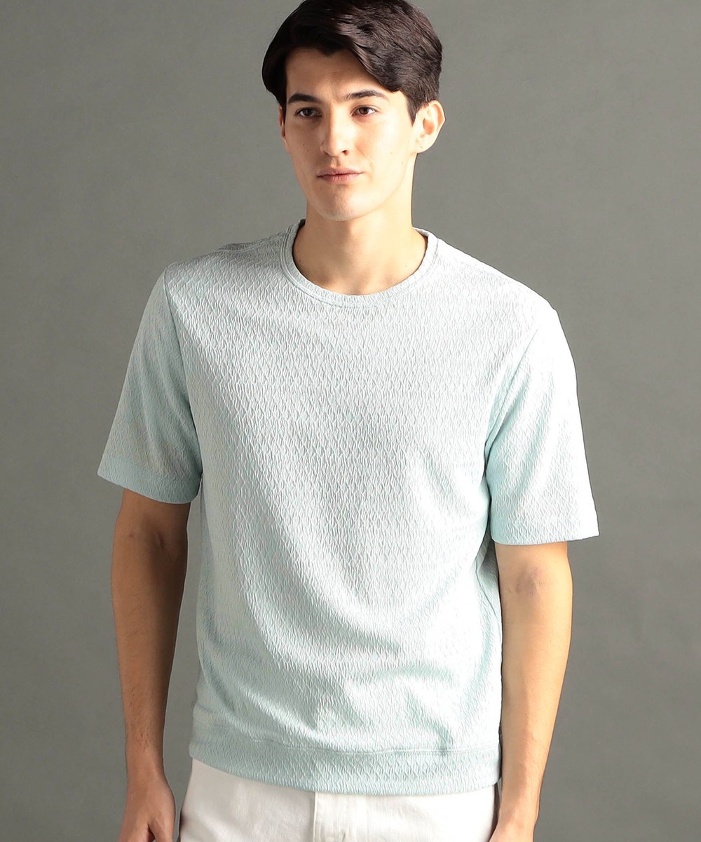 グラフィックジャカード クルーネックニットTシャツ