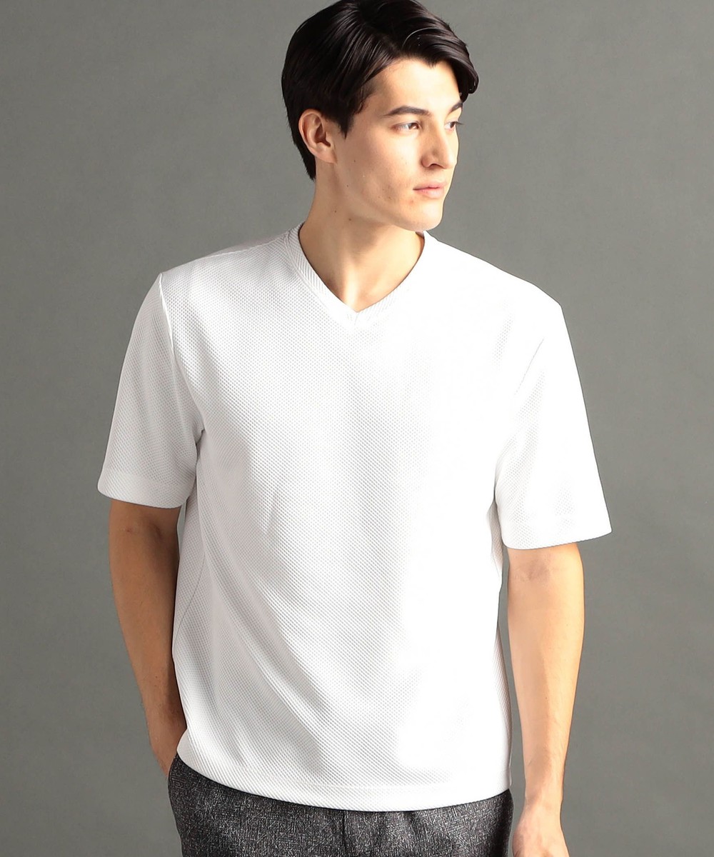 グラフィックジャカード VネックTシャツ