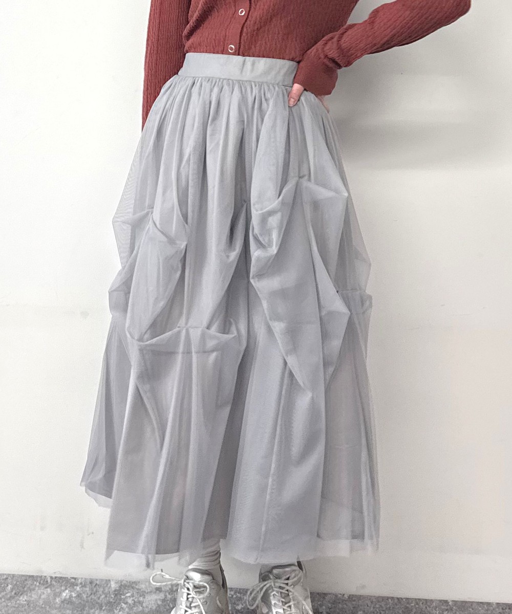 チュールタックギャザースカート