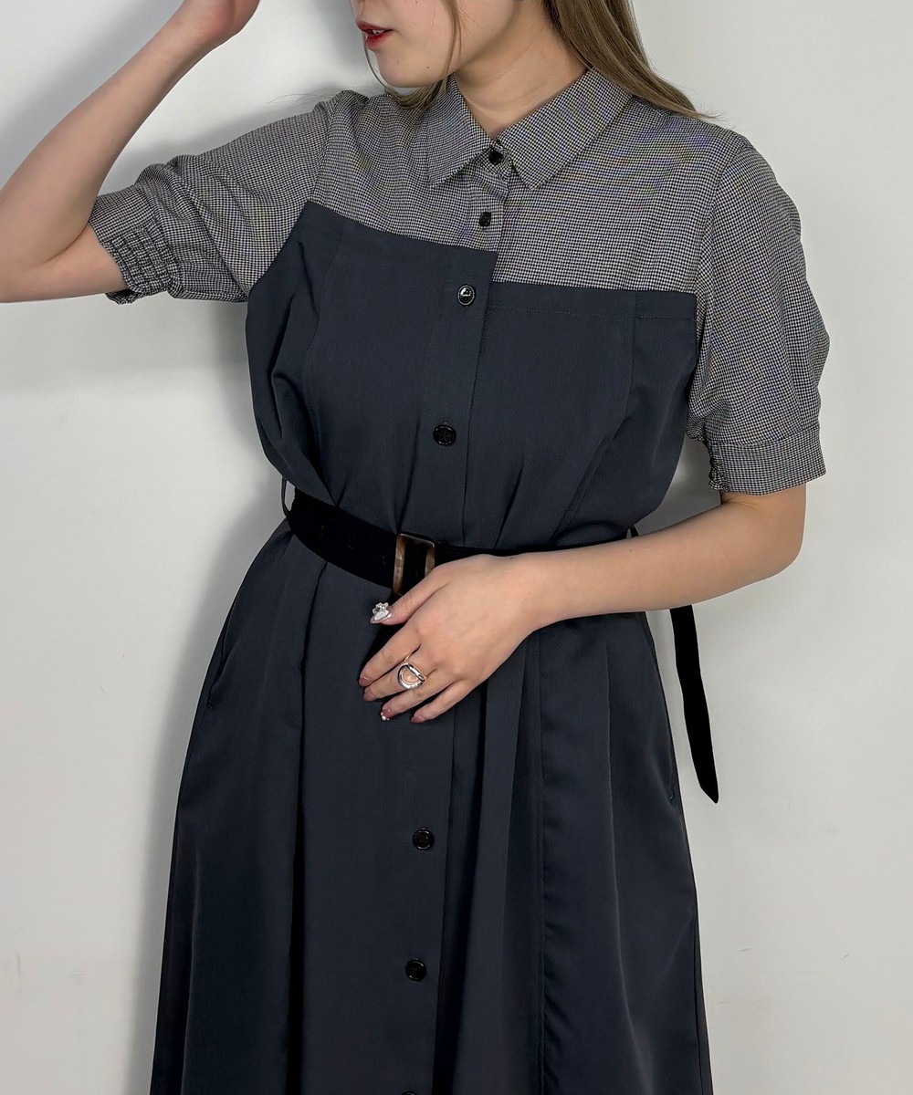 ドッキング風シャツワンピース