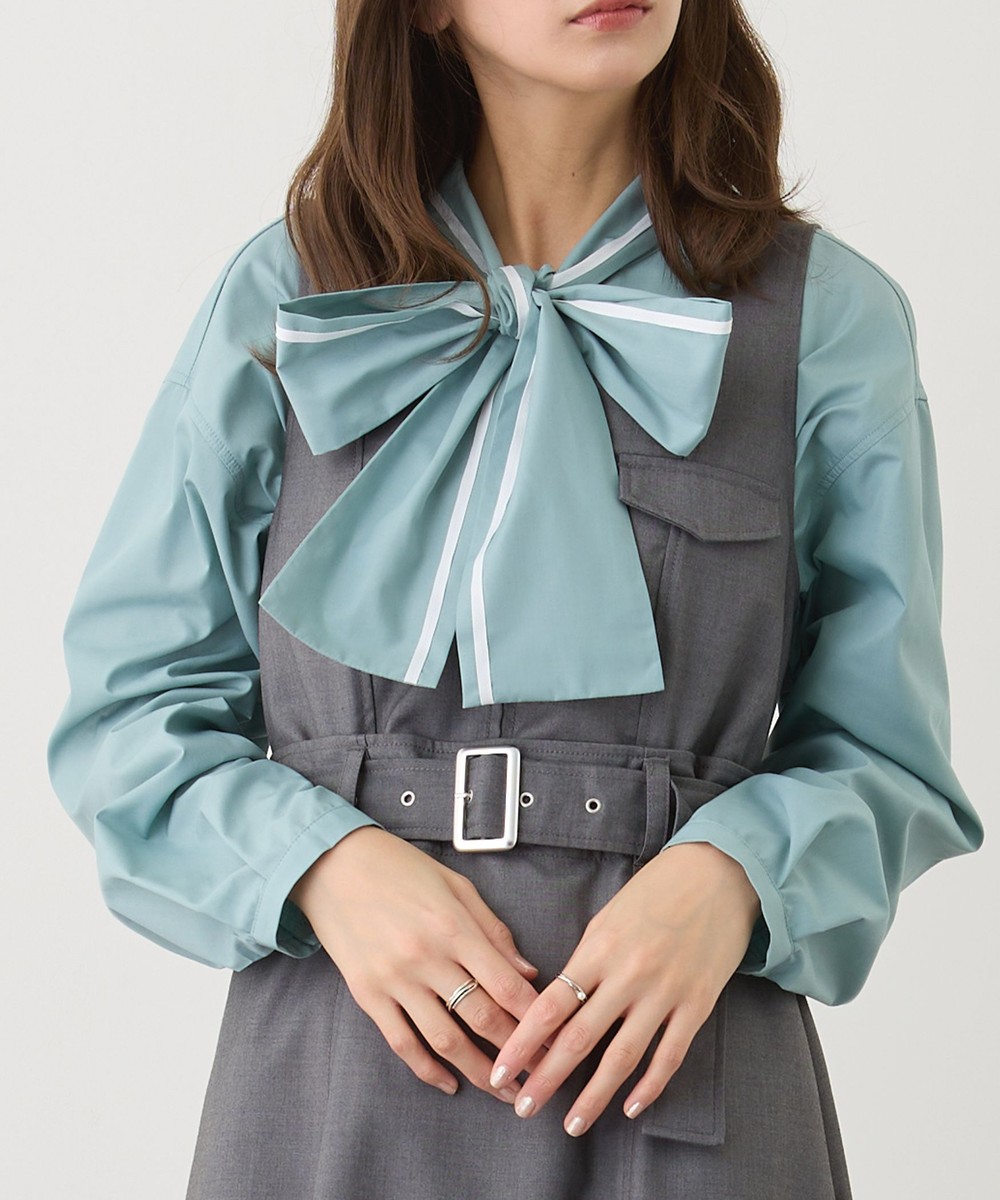 ハイショクリボンボウタイブラウス