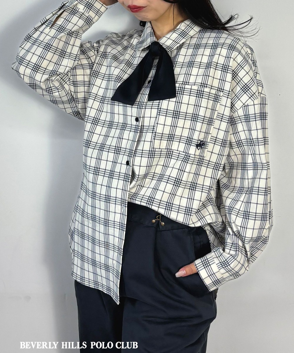 【BEVERLY HILLS POLO CLUB】ボウタイ付きビッグシャツ