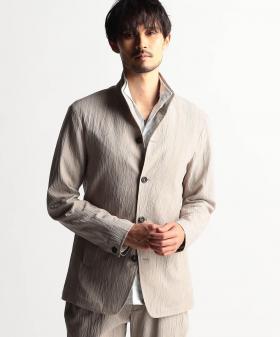 エステルクレープ　スタンドカラーカヴァーオールジャケット