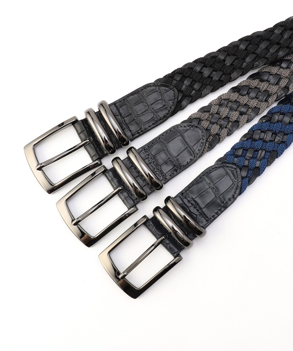 【RIELABO】エンボスイタリアンレザー メッシュベルト