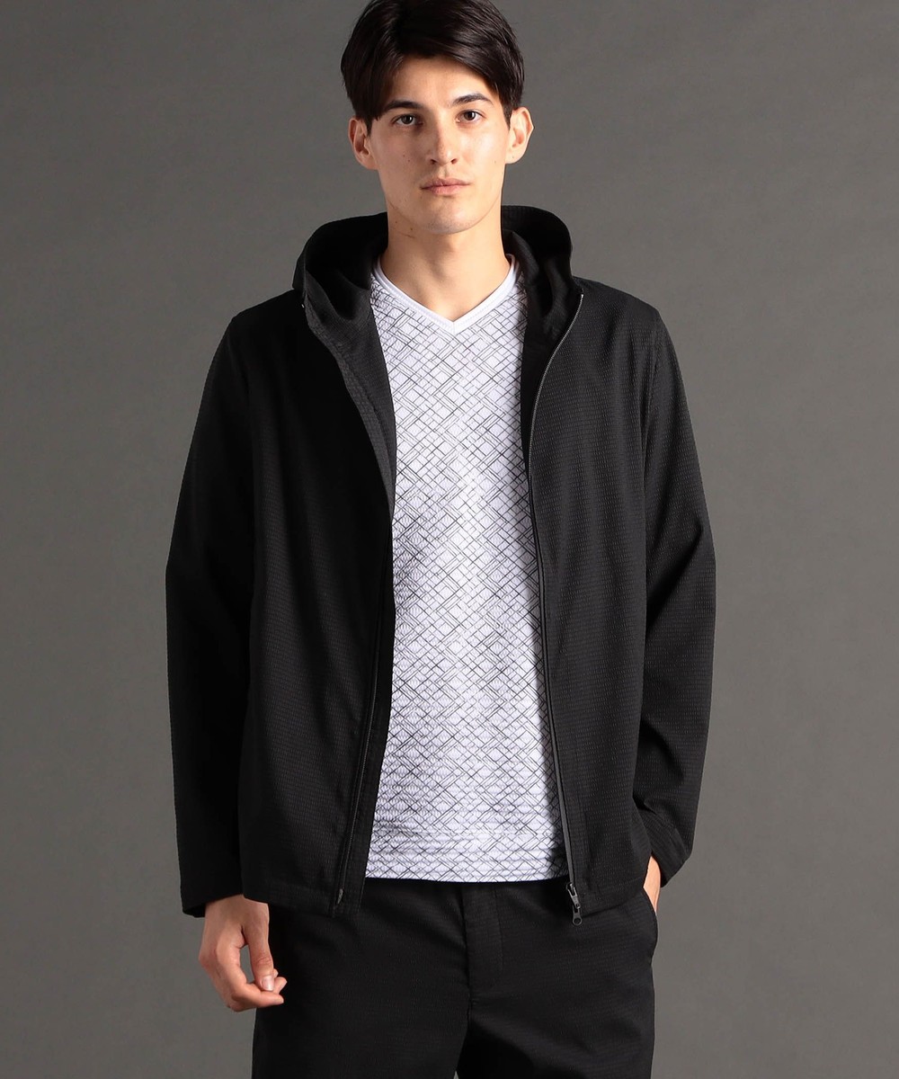 シアサッカー フードブルゾン