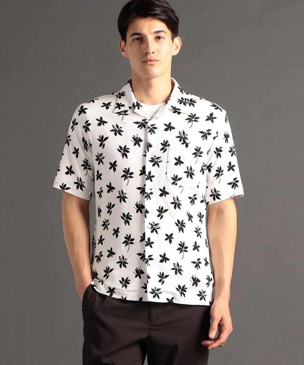 【ex/tra】フラワープリント オープンカラーシャツ