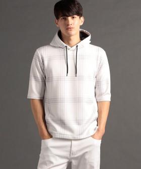 【canal deux Luxe】チェック柄 ダンボールニット半袖パーカ