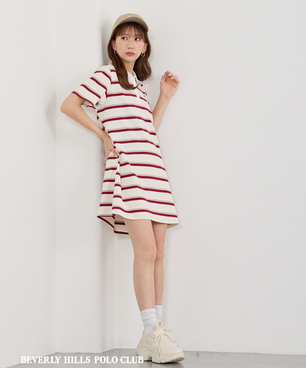 【BEVERLY HILLS POLO CLUB】ボーダーポロワンピース