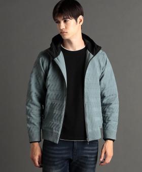 【ex/tra】ジオメトリックストライプ ニットフーディ