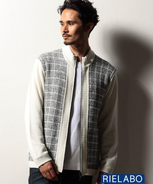 【RIELABO】ツイードチェック ドライバーズニット