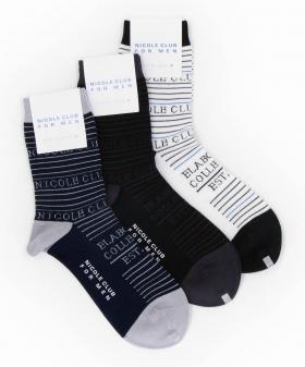 ボーダー×ロゴデザイン クルーソックス