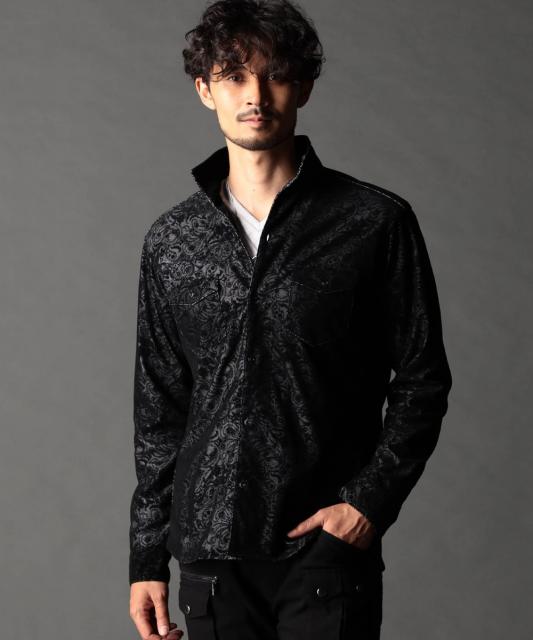 フロッキーペイズリープリントシャツ