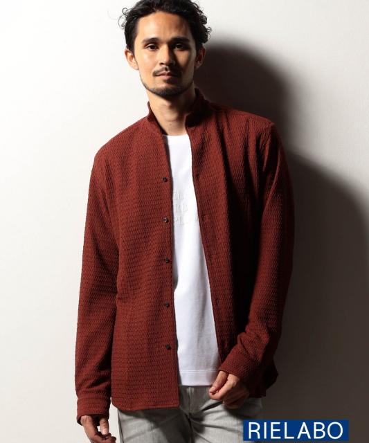 【RIELABO】バークジャカードスタンドカラーシャツ