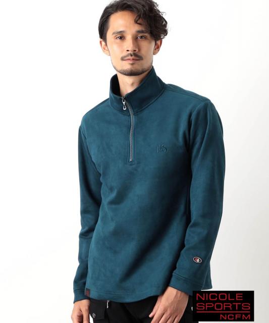 【NICOLE SPORTS】スウェード調ハーフジッププルオーバー