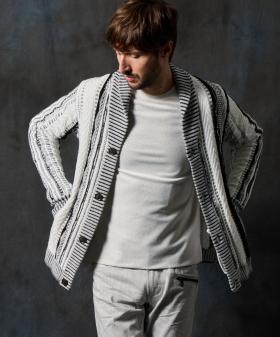 ランダムストライプ３Dニットカーディガン