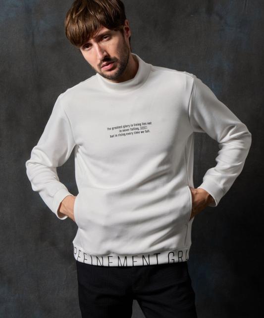 ロゴダンボールモックネックプルオーバー