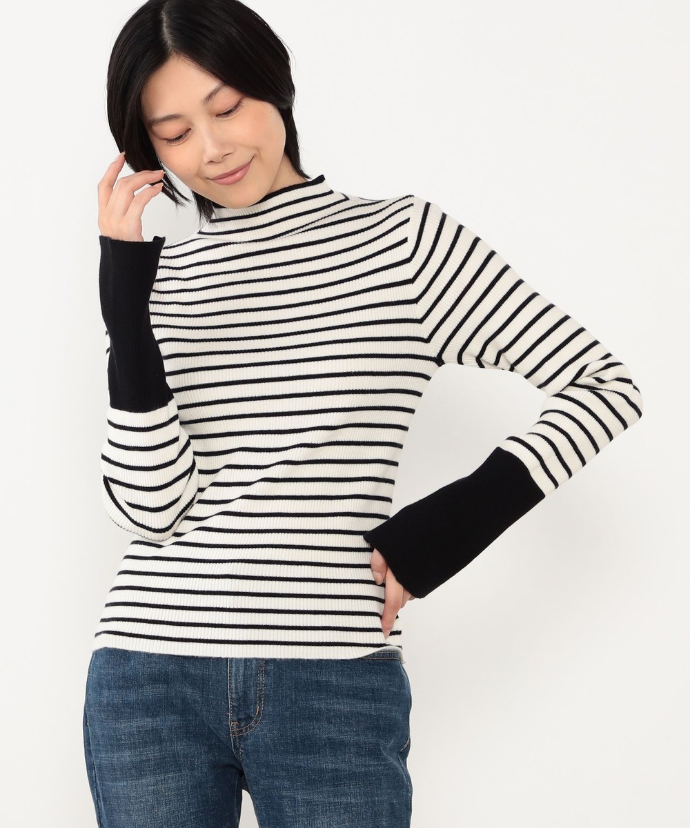 【WALDO】モックネック配色リブニット