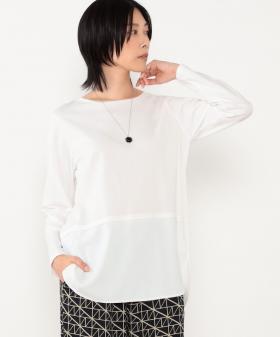 【WALDO】裾切り替え布帛ドッキングロングTシャツ