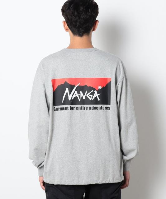 【TIME SALE】NANGA(ナンガ)別注バックプリントドローコードロングスリーブTシャツ