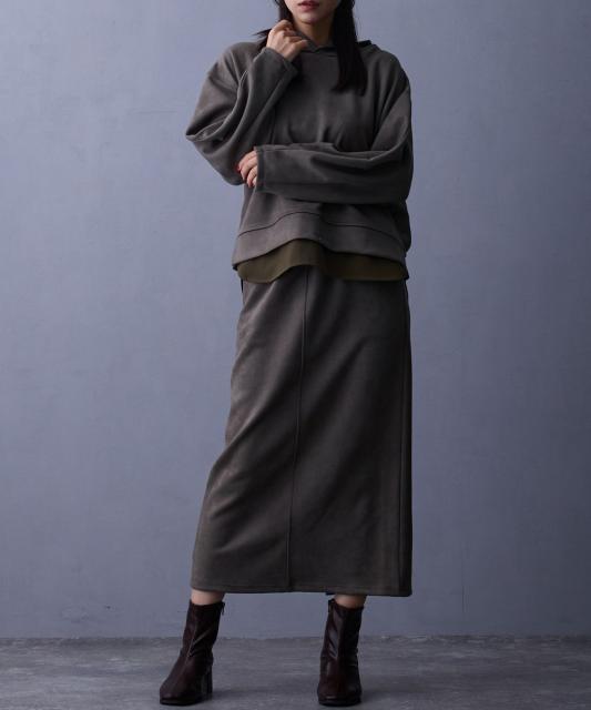 【セットアップ】フードプルオーバー×ロングスカート