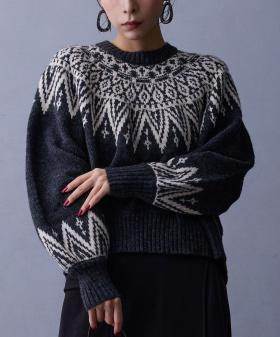 求心ジャガードニットプルオーバー