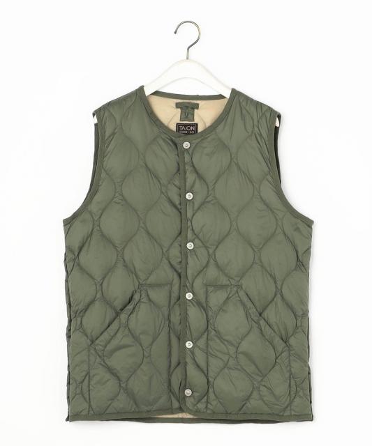 【TAION】ミリタリークルーネックダウンベスト