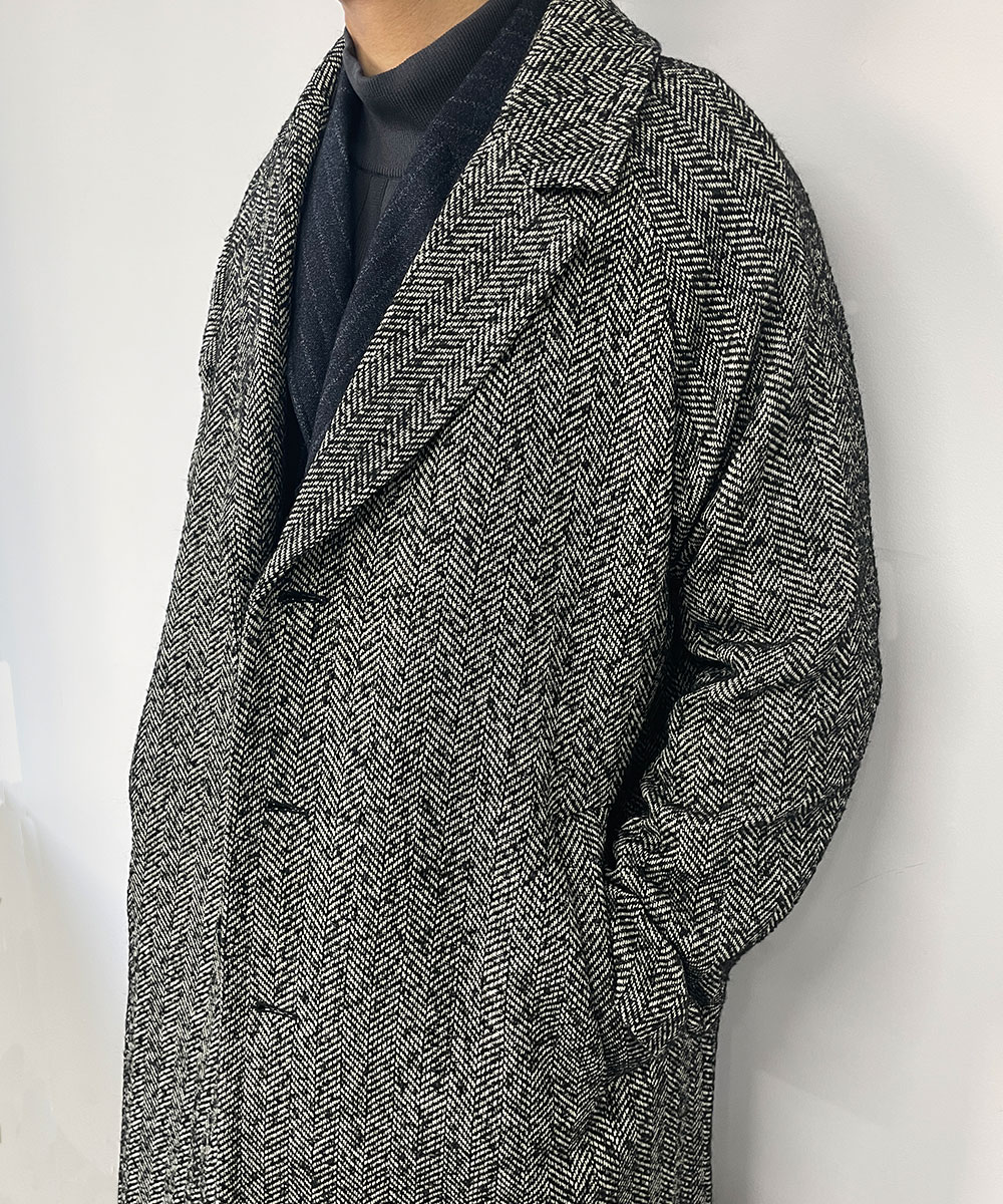 ウーリーヘリンボンツイード チェスターコート｜チェスターコート