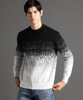 【ex/tra】グラフィックグラデーションジャカード モックネックニット